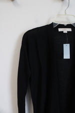 NEW LOFT Black Ribbed Linen Blend Cardigan | XXS Petite