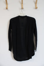 NEW LOFT Black Ribbed Linen Blend Cardigan | XXS Petite