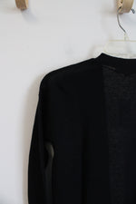 NEW LOFT Black Ribbed Linen Blend Cardigan | XXS Petite