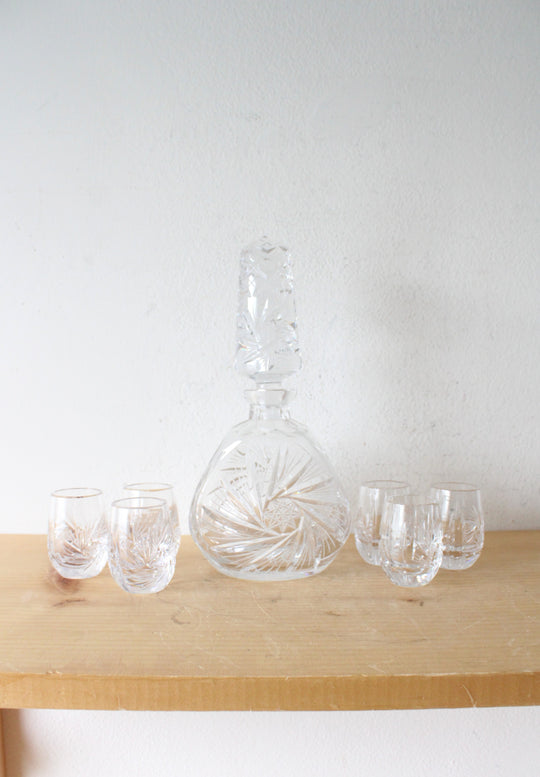 Etched Crystal Decanter & Glass Set