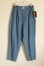 JaclynSmith Blue Jean Stretch Waistband Pants with Flower and Rhinestone Detail | L