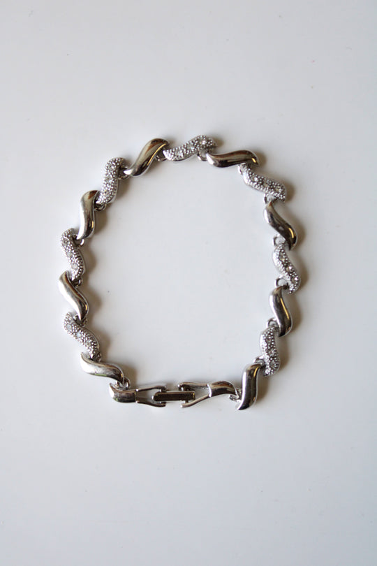 Avon Silver Pave Wave Chain Bracelet