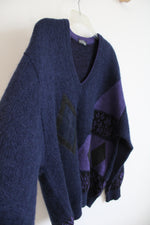Vintage Beylerian Blue Purple Wool Mohair Blend Sweater | XL