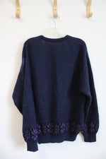 Vintage Beylerian Blue Purple Wool Mohair Blend Sweater | XL