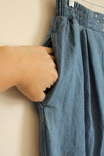 JaclynSmith Blue Jean Stretch Waistband Pants with Flower and Rhinestone Detail | L