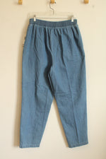 JaclynSmith Blue Jean Stretch Waistband Pants with Flower and Rhinestone Detail | L