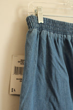 JaclynSmith Blue Jean Stretch Waistband Pants with Flower and Rhinestone Detail | L
