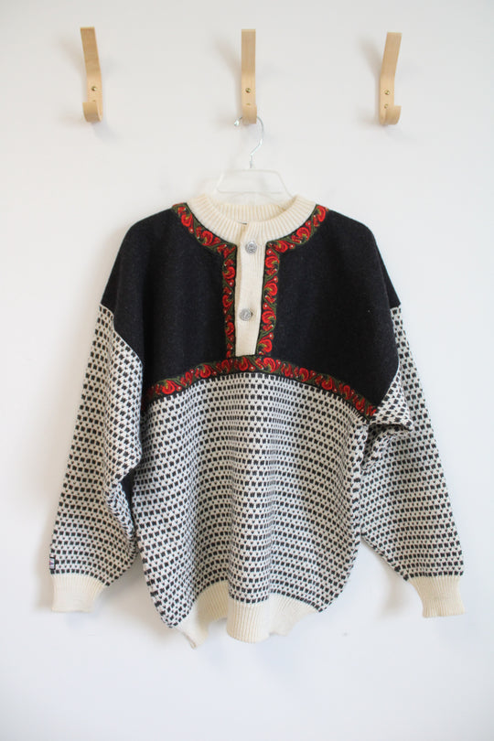 Vintage Nordstrikk Fair Isle Wool Sweater | L