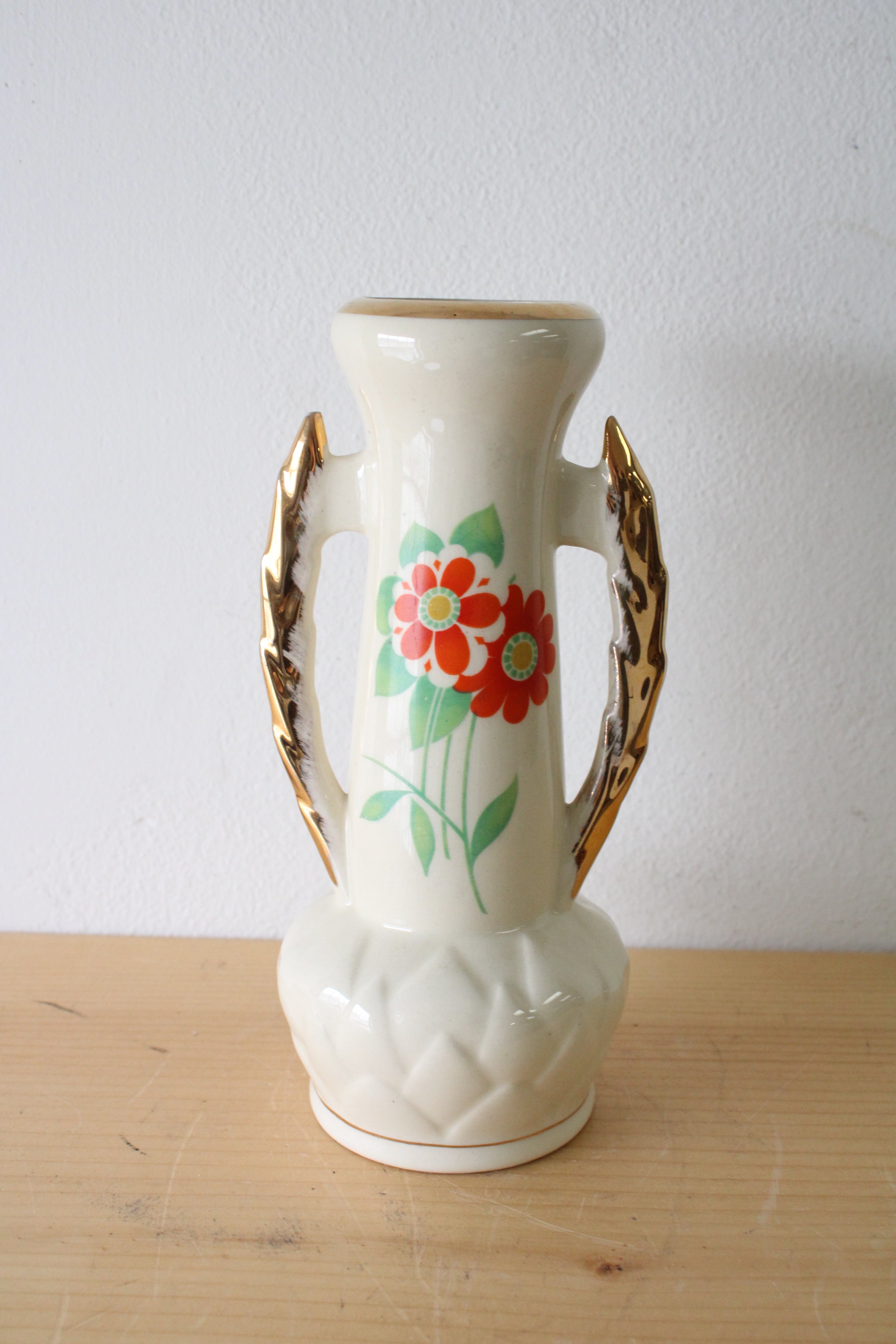 Vintage Red Flower Cream Vase