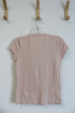 Ann Taylor Pink Beaded Neckline Top | XS Petite