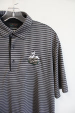 Greg Norman ML75 2Below Rum Pointe Gray & Black Striped Polo Shirt | M