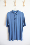 Greg Norman ML75 Play Dry Blue & Black Striped Polo Shirt | XXL