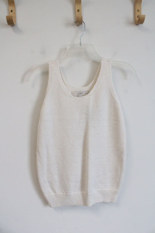 NEW LOFT Cream Knit Tank Top | XXS Petite