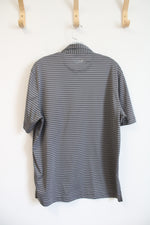 Greg Norman ML75 2Below Rum Pointe Gray & Black Striped Polo Shirt | M
