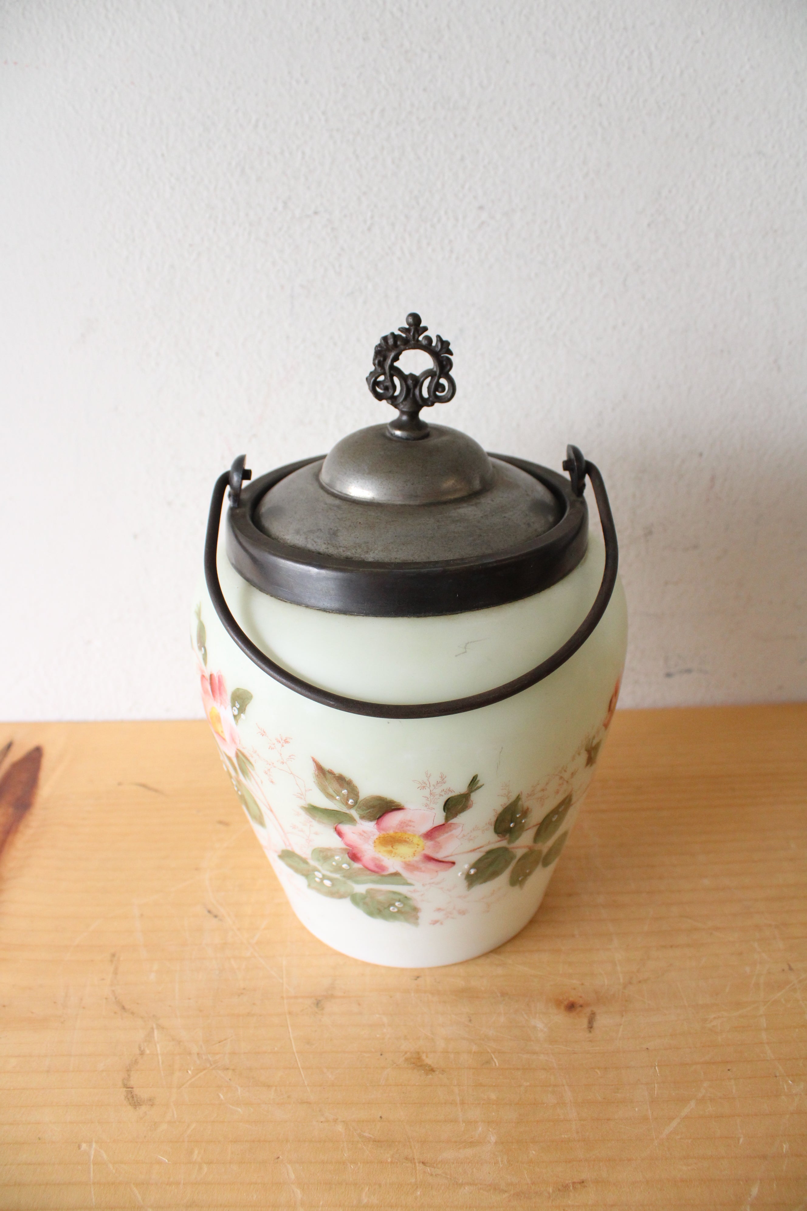 Vintage A.J. Hall Floral Biscuit Jar
