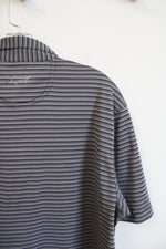 Greg Norman ML75 2Below Rum Pointe Gray & Black Striped Polo Shirt | M
