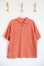 PGA Tour Orange Black & White Striped Polo Shirt | XL