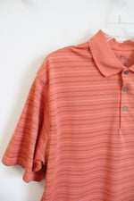 PGA Tour Orange Black & White Striped Polo Shirt | XL