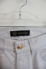 Versace Light Gray Gold Button Cargo Jeans | 29