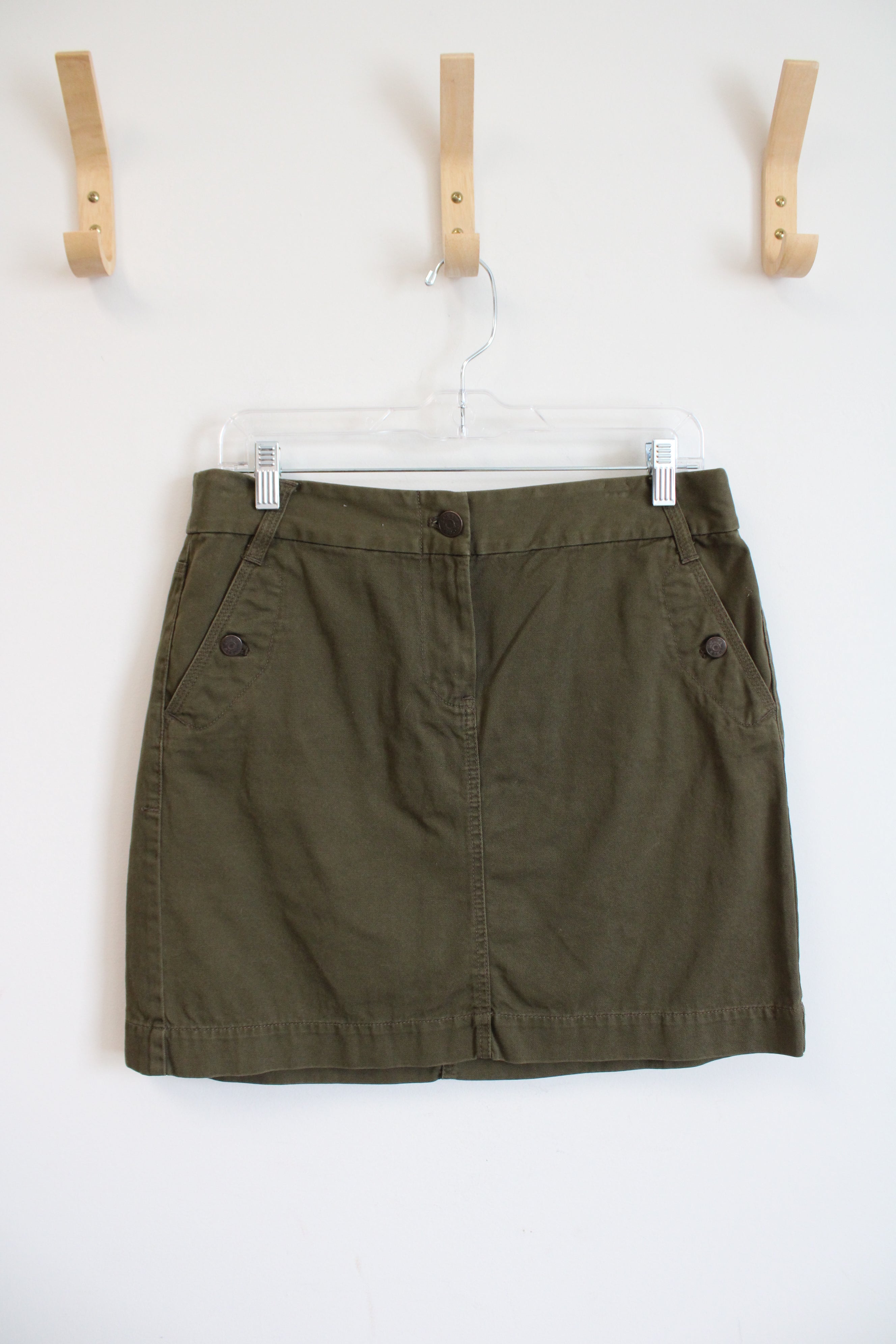 NEW J.Crew Classic Twill Chino Olive Green Skirt | 8