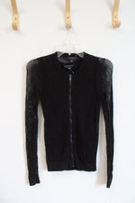 Ann Taylor Black Tank Top & Mesh Full Zip Jacket Set | XXS Petite