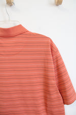PGA Tour Orange Black & White Striped Polo Shirt | XL
