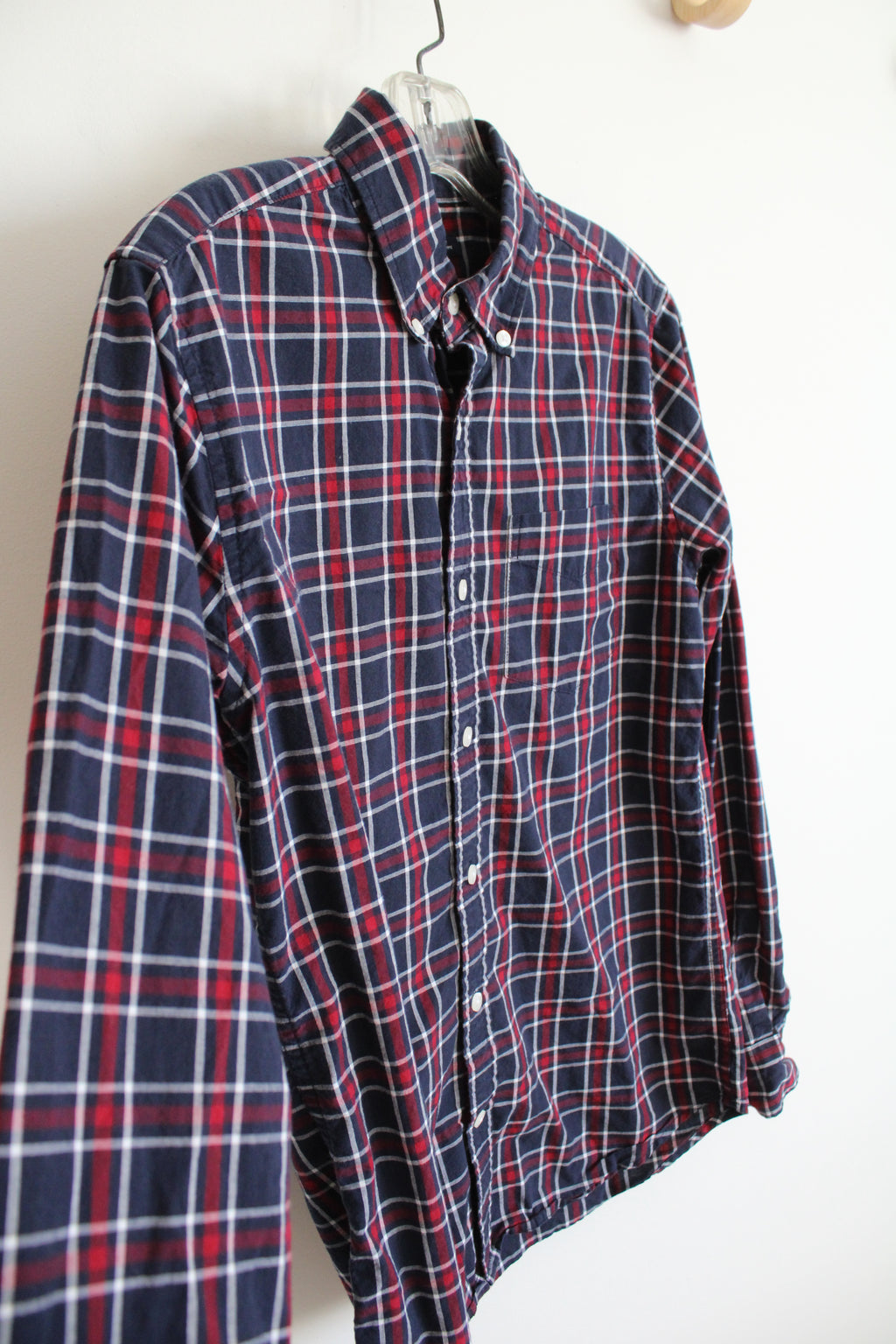 Gap Slim Fit Navy Red & White Plaid Button Down Shirt | XS