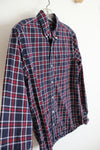 Gap Slim Fit Navy Red & White Plaid Button Down Shirt | XS
