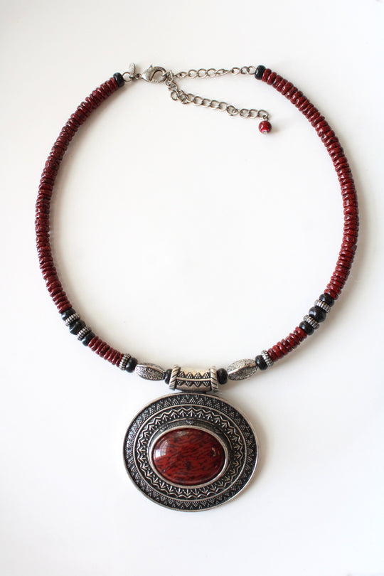 Premier Designs "Red Spice" Boho Collar Pendant Necklace