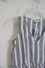 NEW LOFT Gray & White Metallic Striped Linen Blend Tank Top | XXS Petite
