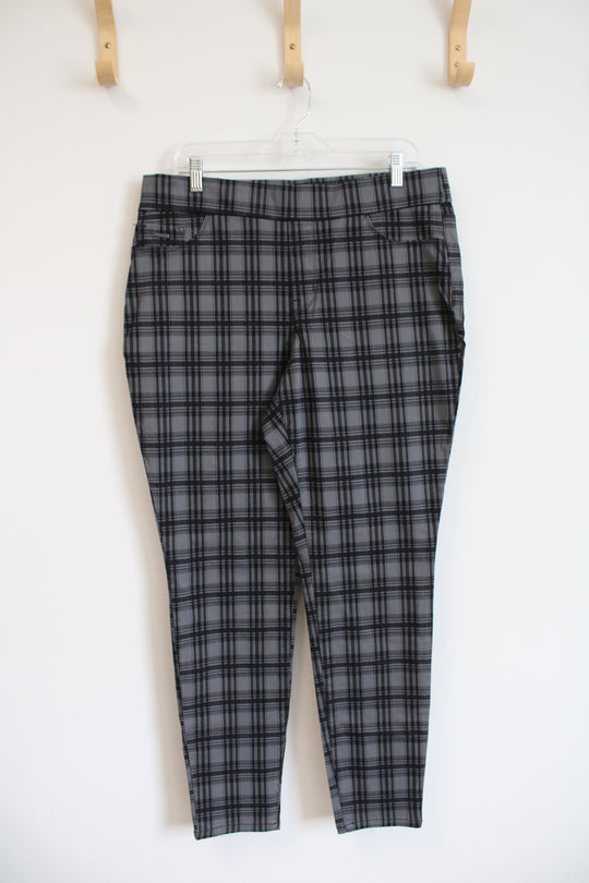 NEW Nine West Heidi Pull-On Skinny Gray & Black Plaid Pants | 14