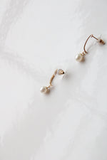 14K Yellow Gold Huggie Pearl Earrings