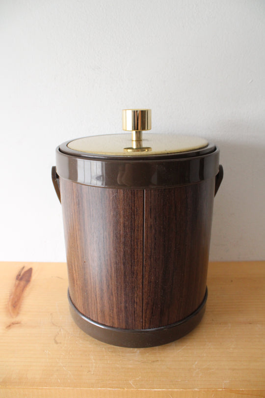 Vintage Kromex Mid-Century Brown & Gold Ice Bucket