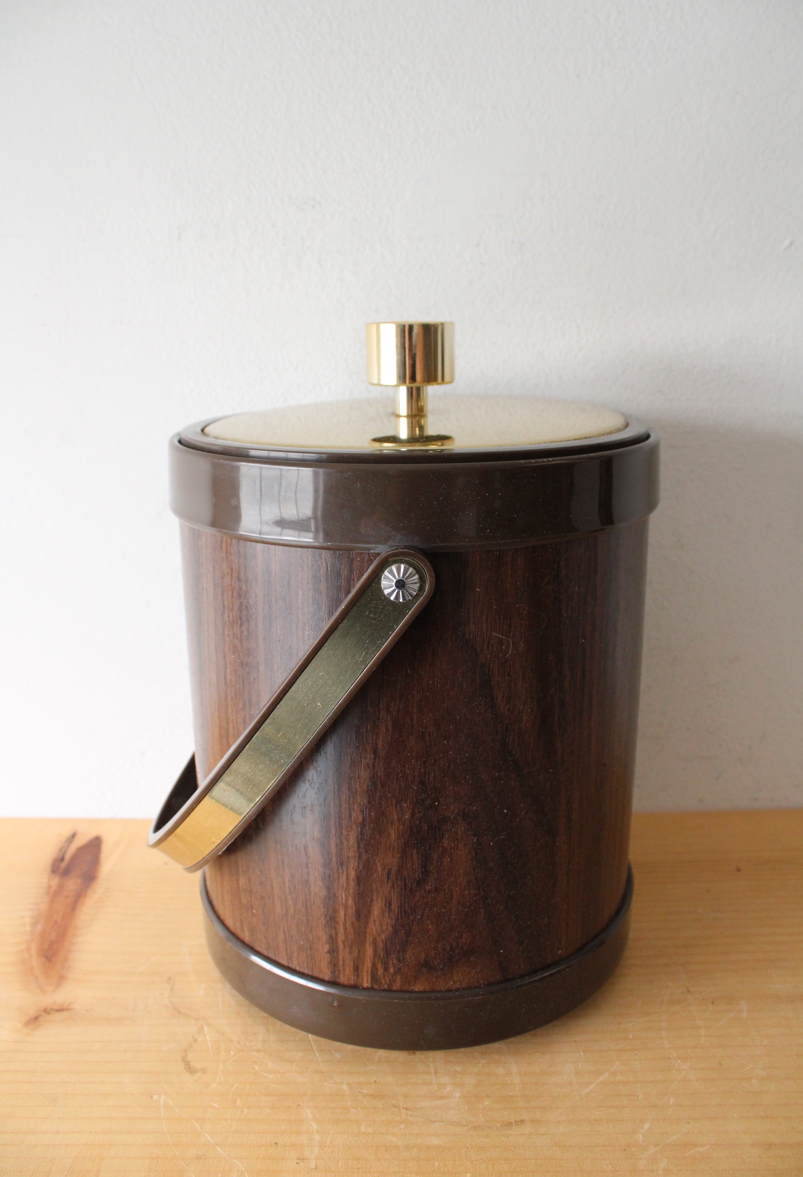 Vintage Kromex Mid-Century Brown & Gold Ice Bucket