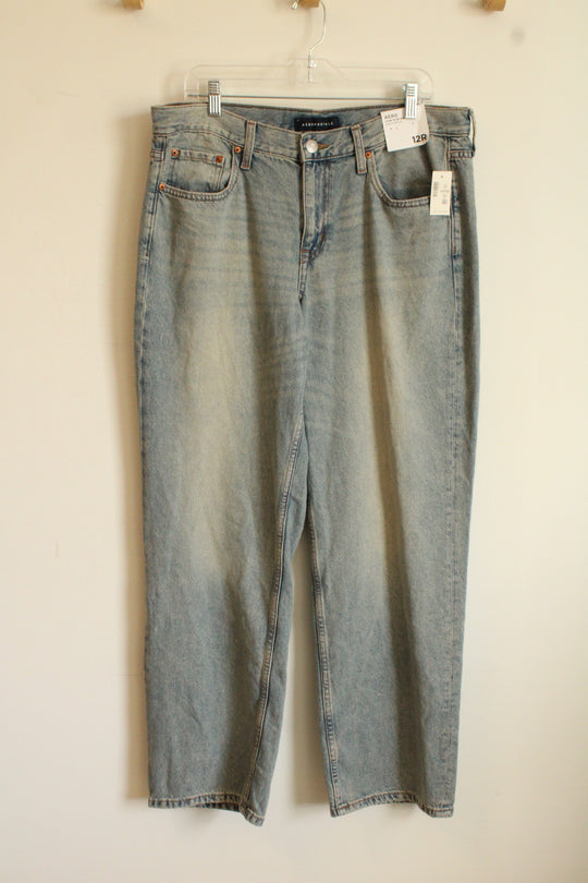 NEW Aeropostale Low Rise Baggy Cotton Jeans With Light Stone Wash | 12