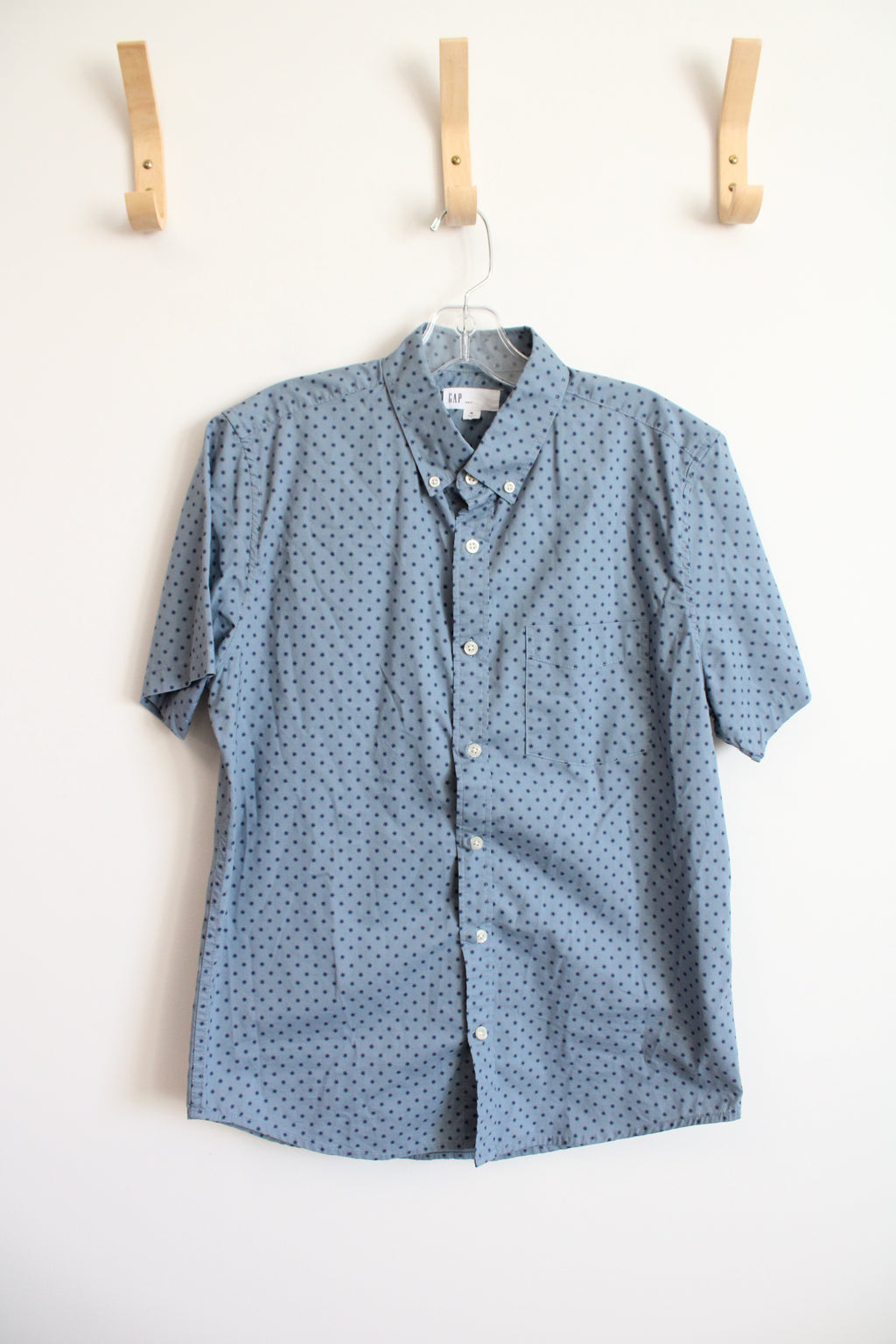 Gap Slim Fit Blue Patterned Button Down Cotton Shirt | M