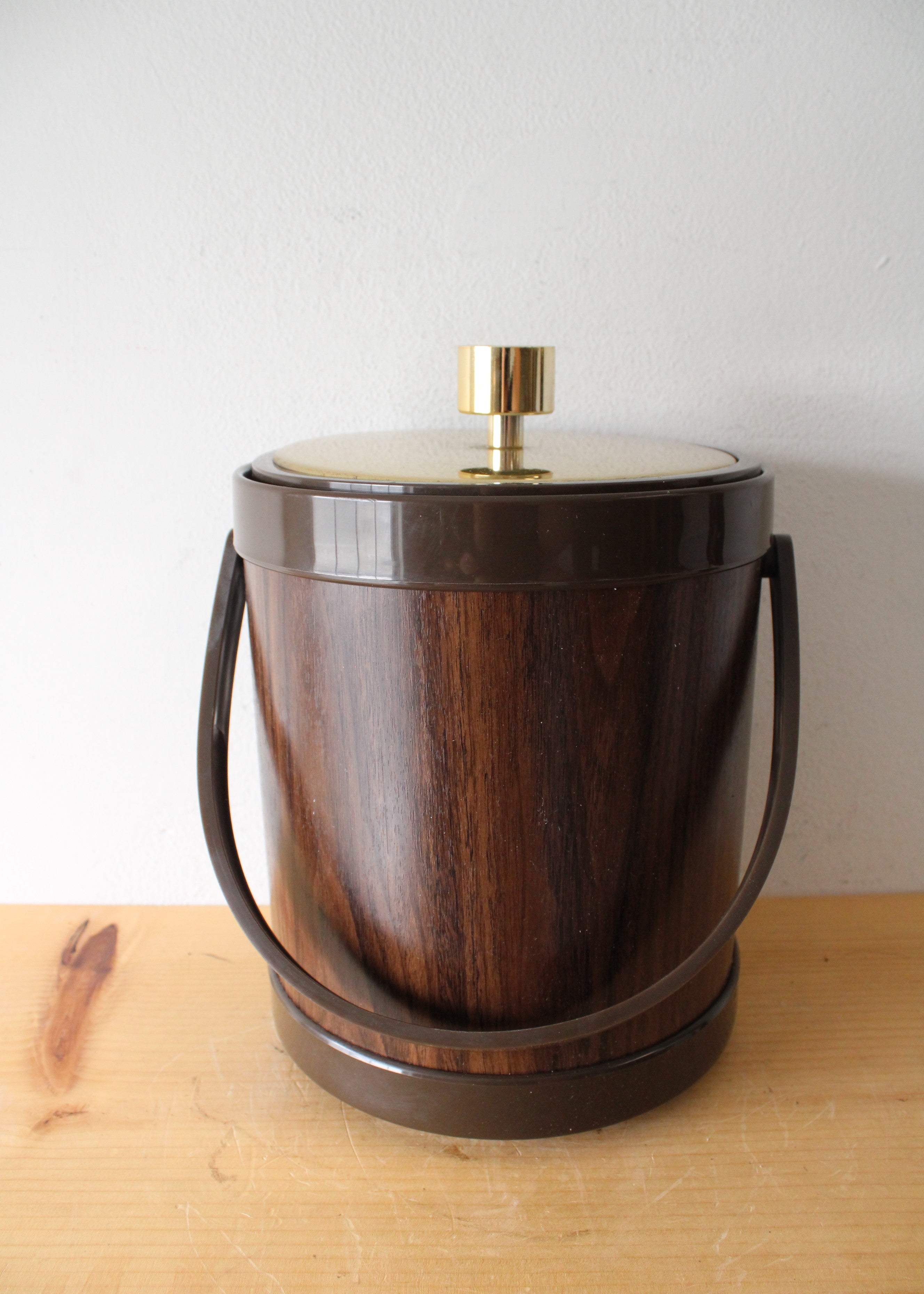 Vintage Kromex Mid-Century Brown & Gold Ice Bucket