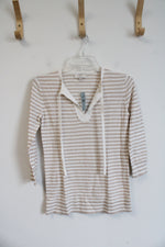 NEW LOFT Tan & White Striped Top | XXS Petite