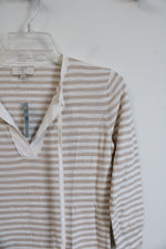 NEW LOFT Tan & White Striped Top | XXS Petite