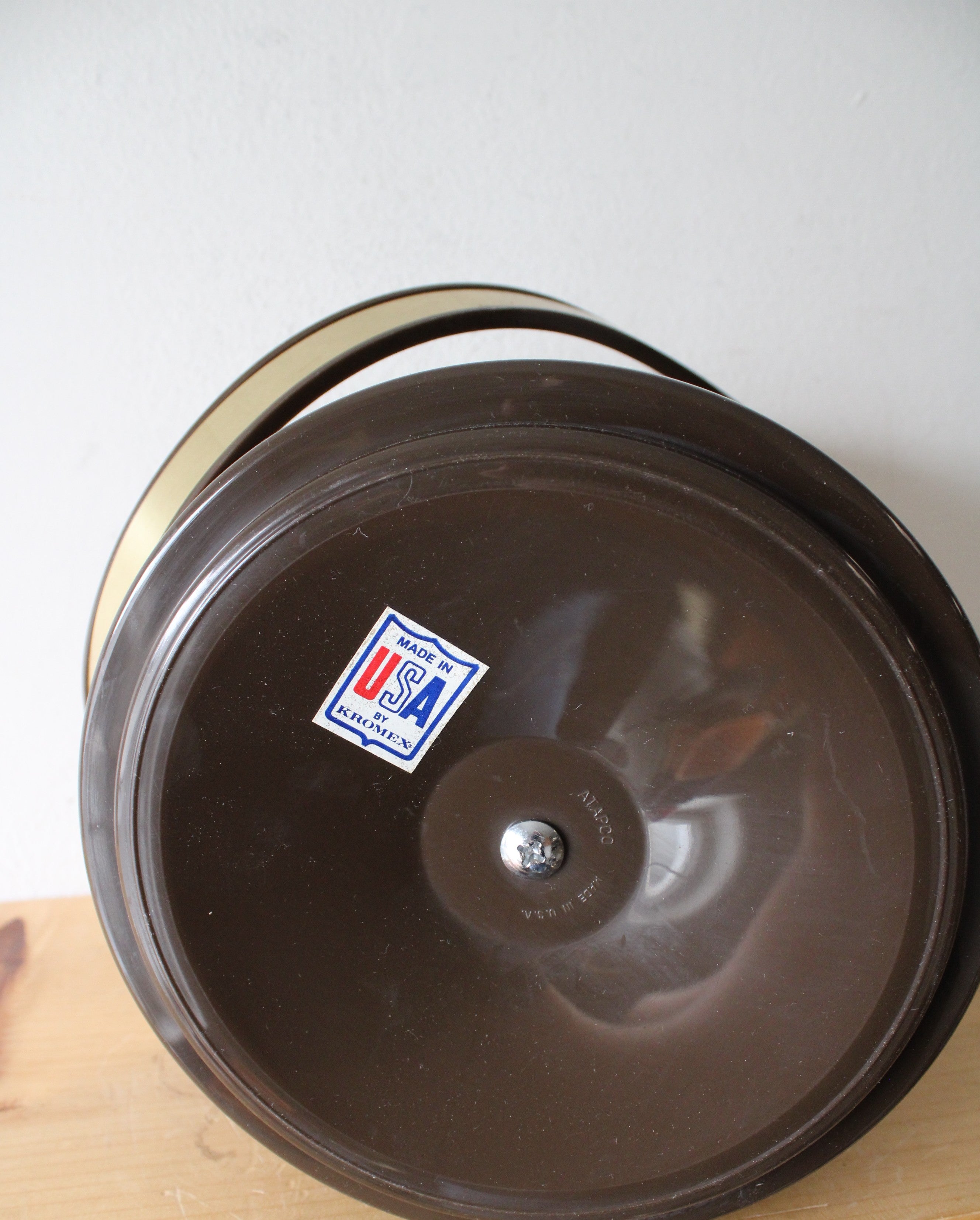 Vintage Kromex Mid-Century Brown & Gold Ice Bucket