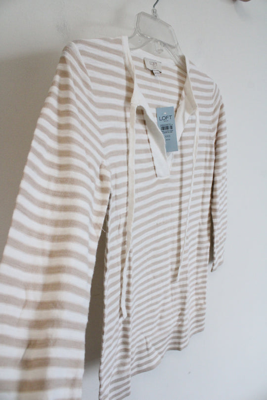 NEW LOFT Tan & White Striped Top | XXS Petite
