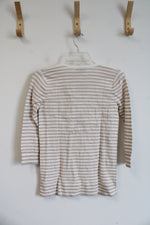 NEW LOFT Tan & White Striped Top | XXS Petite