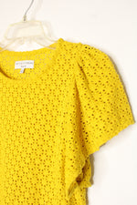 Madewell Texture & Thread Yellow Cutout Flutter Sleeve Top | XS