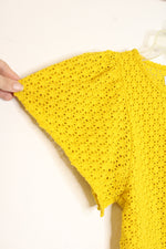 Madewell Texture & Thread Yellow Cutout Flutter Sleeve Top | XS