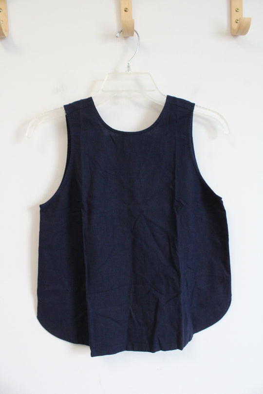 NEW LOFT Navy Linen Blend Tank Top | XXS Petite