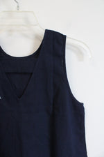 NEW LOFT Navy Linen Blend Tank Top | XXS Petite