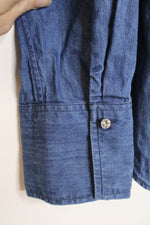 Talbots Plus Denim Blue Long Sleeve Button-up Shirt with Rhinestones | XL