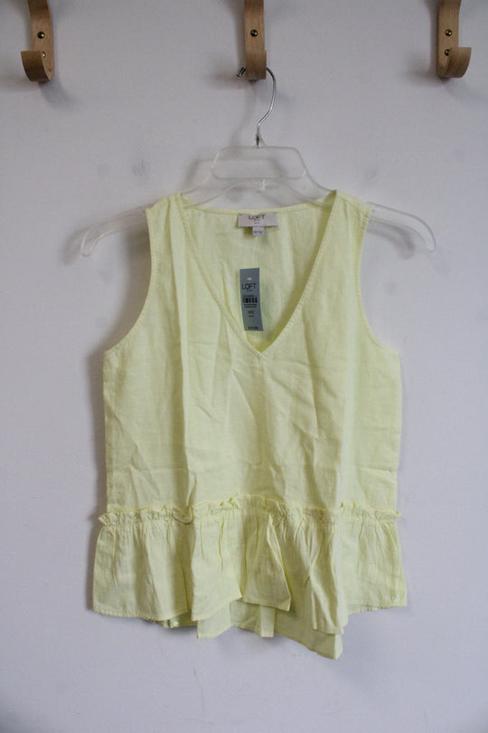 NEW LOFT Yellow Linen Blend Tank Top | XXS Petite