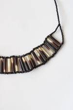 Porcupine Quill & Black Seed Beaded Necklace