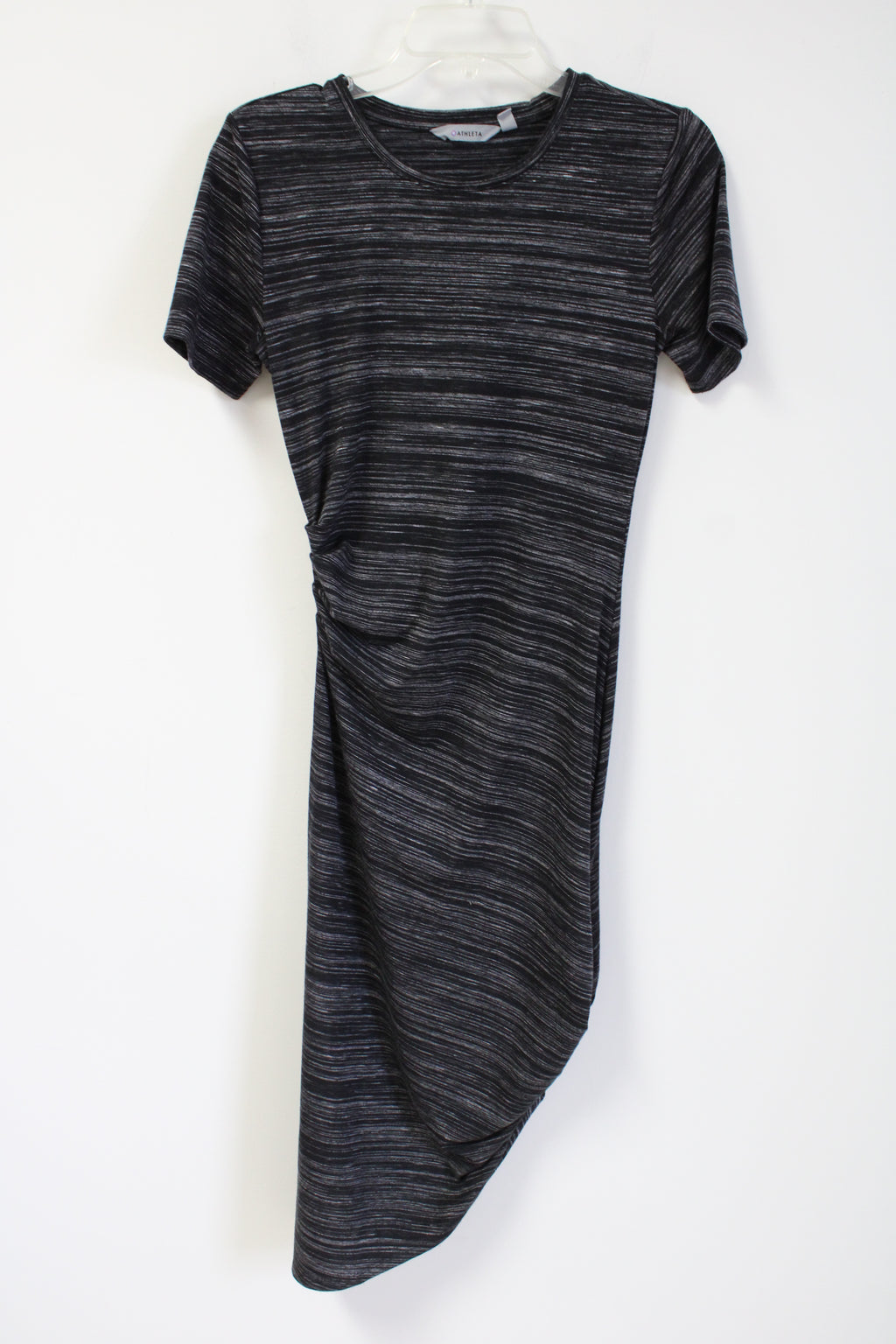Athleta Ruched Downtown Gray Heathered Asymmetrical Dress | XS